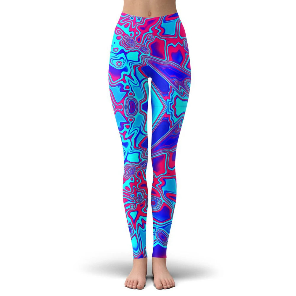 Colorful psychedelic Style Fashion Women Leggings Fashion 3D Printed Paint Leggings Elastic Female Skinny Leggings