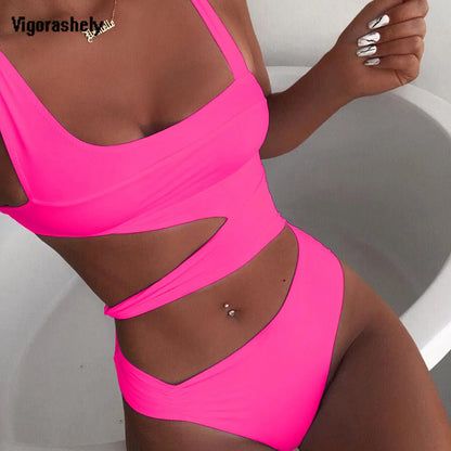 Color Print Swimwear Women Bandage Monokini One Piece Swimsuit Female Push Up Bathing Suit Swim Wear
