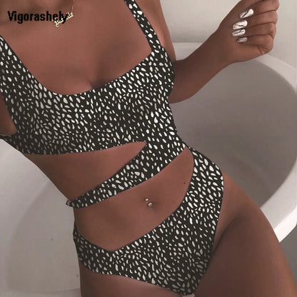 Color Print Swimwear Women Bandage Monokini One Piece Swimsuit Female Push Up Bathing Suit Swim Wear