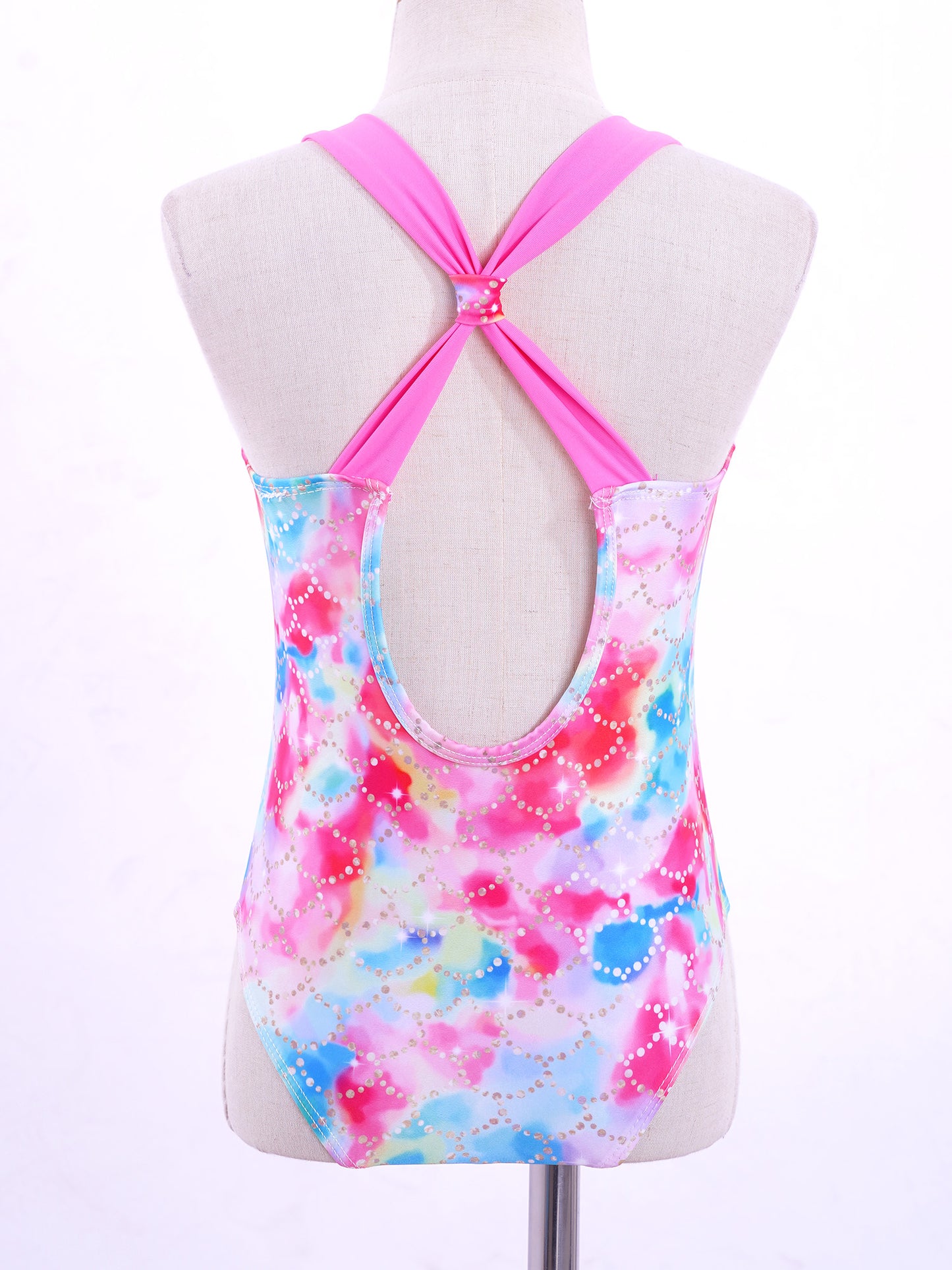 Little Girls Mermaid Fish Scales Swimsuit Sleeveless Cartoon Print One-piece Swimwear Summer Beachwear Bathing Suit