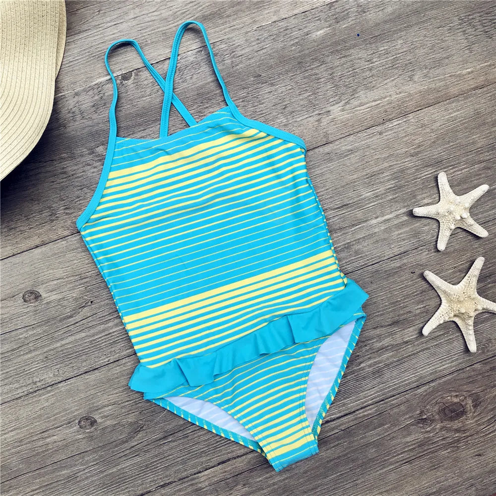 5-12Y Swimming Suit For Girl One Piece Swimsuits Star Pattern Kids Bodysuit Children Girl Swimwear Child Bathing Suits Beachwear