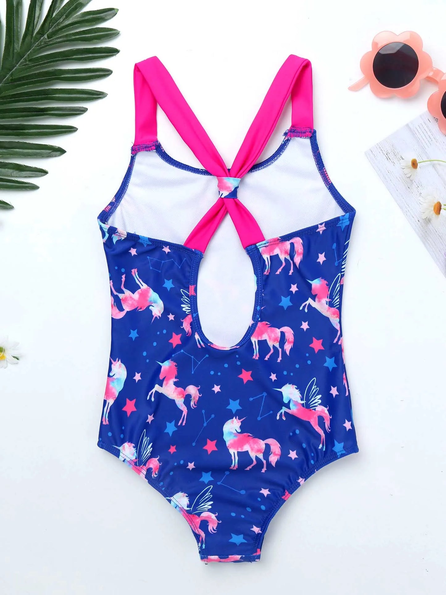 4-16Y Sleeveless One-Piece Swimsuit for Little and Big Girls with Cartoon Pattern Printing Swimwear Children Bathing Beach Wear