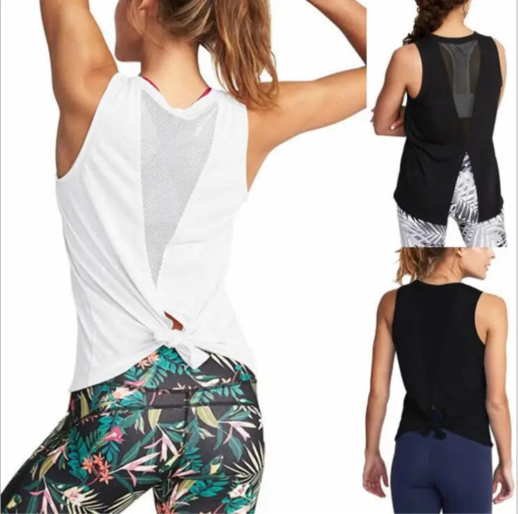 Women Yoga Shirts Tank Top Gym Sports Running Athletic Active Stretch Workout Vest Quick Drying Clothes Breathable Gauze