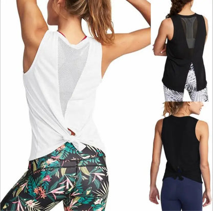 Women Yoga Shirts Tank Top Gym Sports Running Athletic Active Stretch Workout Vest Quick Drying Clothes Breathable Gauze