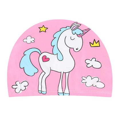 Children Cartoon Swimming Cap Kids Elastic Fabric Swimming Pool Water Sport Protect Ears Hat Swim Bathing Hats Caps Boys Girls
