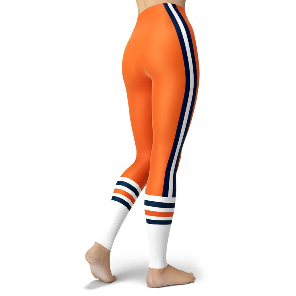 Printed Women's Sport Leggings Femme Fresh Color Striped Elastic Workout Blue Legging Outdoor Clothes