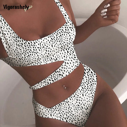 Color Print Swimwear Women Bandage Monokini One Piece Swimsuit Female Push Up Bathing Suit Swim Wear
