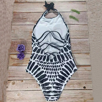 XXL Large Size Swimwear One Piece Swimsuit Bathers Women High Neck Monokini Bandage Bathing Suit Halter Bodysuit Bather Beachwear