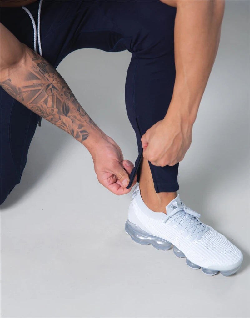 JP&UK Cotton Gym Pants Men Slim Fit Running Jogging Pants Mens Bodybuilding Sweatpants Training Sport Pants Fitness Trousers