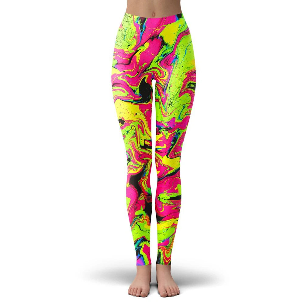 Colorful psychedelic Style Fashion Women Leggings Fashion 3D Printed Paint Leggings Elastic Female Skinny Leggings