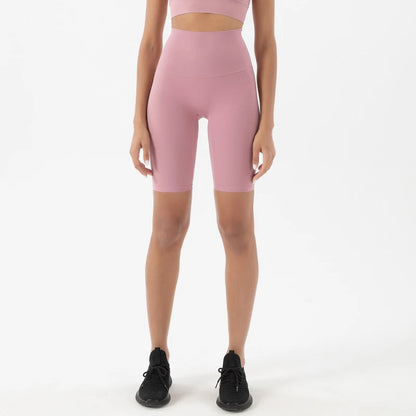 Nylon Women's Shorts Gym Yoga Cycling Shorts High Waist Elastic Breathable No T Line Fitness Womens Clothing 24 Colors
