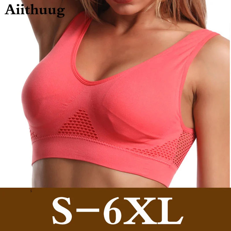 6XL Racerback Sports Bra for Women - Comfortable Sleep Bra Seamless Workout Yoga Bra Plus Size Breathable Mesh Workout