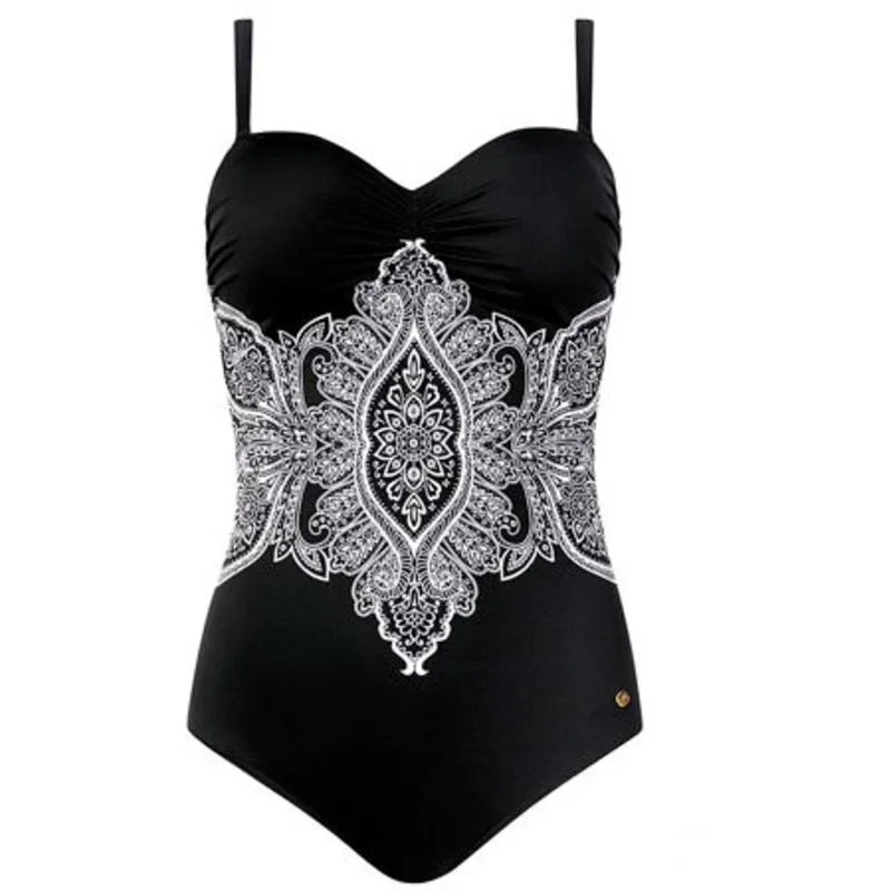 Floral Large Size Swimwear With Push Up Plus Size One-piece Female Swimsuit Closed Body Bathing Suits Women Swim Beach Pool