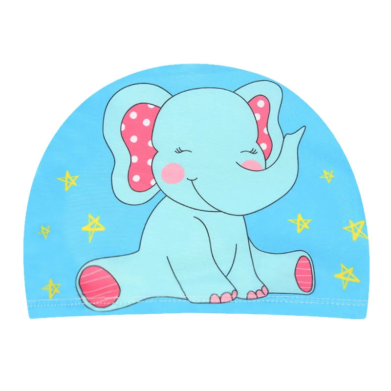 Children Cartoon Swimming Cap Kids Elastic Fabric Swimming Pool Water Sport Protect Ears Hat Swim Bathing Hats Caps Boys Girls