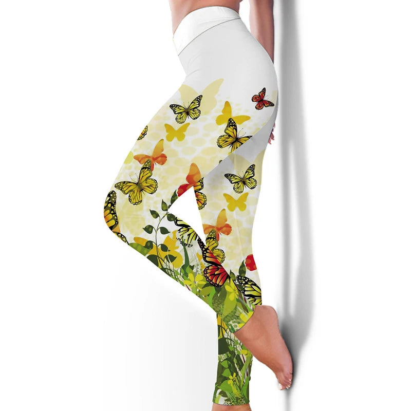 Gym Sports Multi Prints Available Leggings For Women Birds & Butterflies