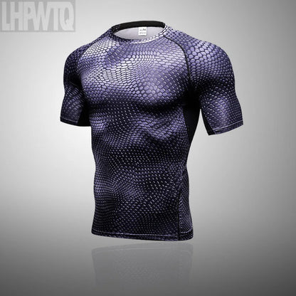 Men Running Shirt Compression Quick Dry Breathable Gym Shirt Elastic Sweat Sport Shirt Fitness Men Clothing Rashguard Male Tops