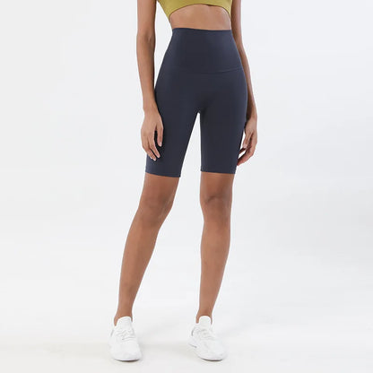 Nylon Women's Shorts Gym Yoga Cycling Shorts High Waist Elastic Breathable No T Line Fitness Womens Clothing 24 Colors