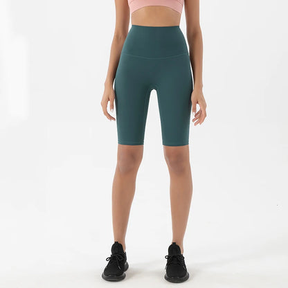 Nylon Women's Shorts Gym Yoga Cycling Shorts High Waist Elastic Breathable No T Line Fitness Womens Clothing 24 Colors