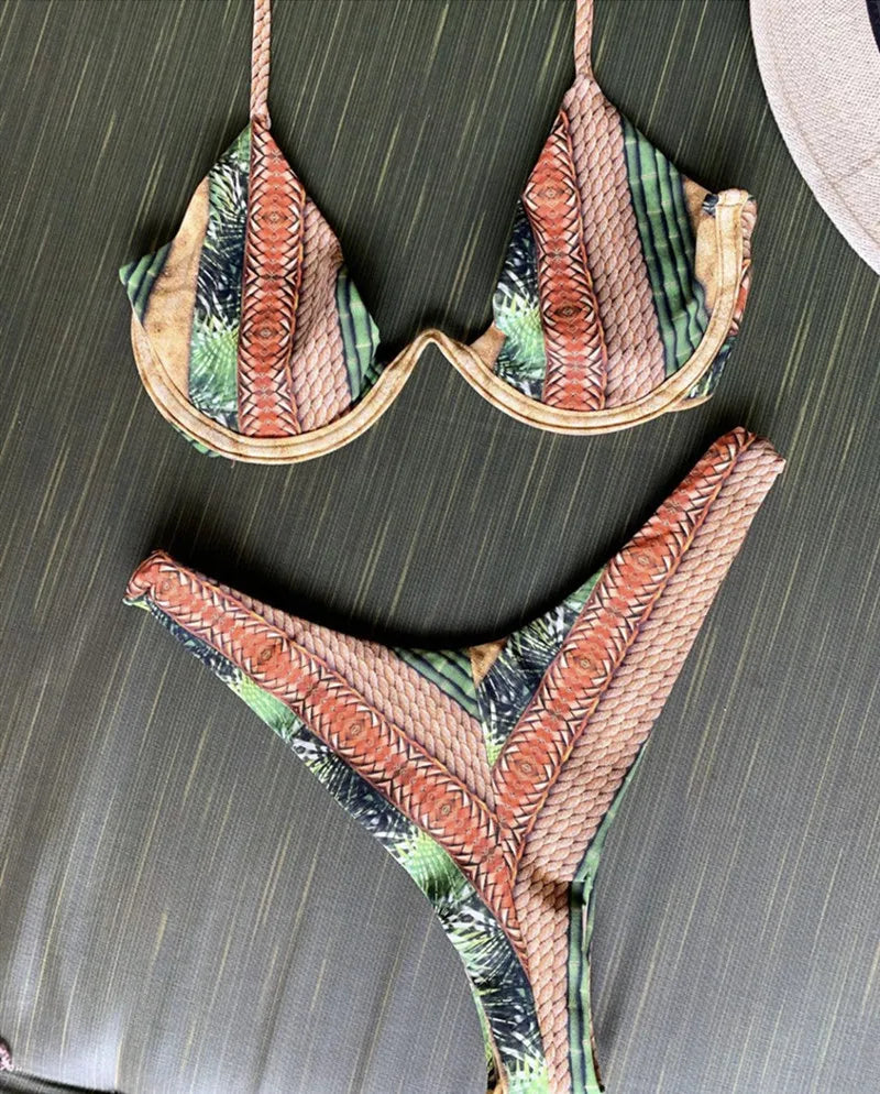 Bikinis Set Women Swimsuit Bandage Two-Piece Swimwear Brazilian Biquínis Beachwear Bathing Suit