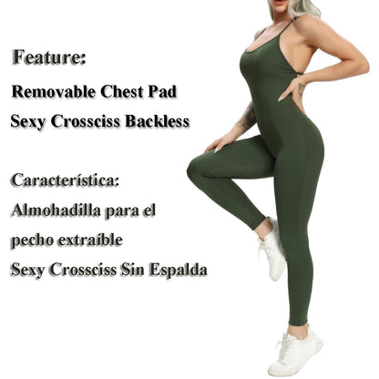Women Jumpsuit Fitness Crisscross Backless Bodysuits Female  Gym Athletic Active Sport One Piece Sportswear