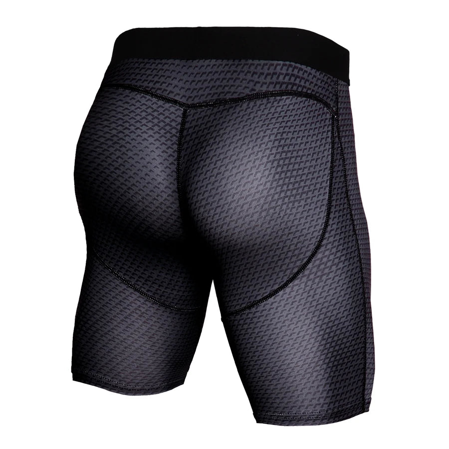 Mens Bodybuilding Fitness Tights Quick Dry Sportswear Gym Leggings MMA Workout Training Running Sports Pants Compression Shorts