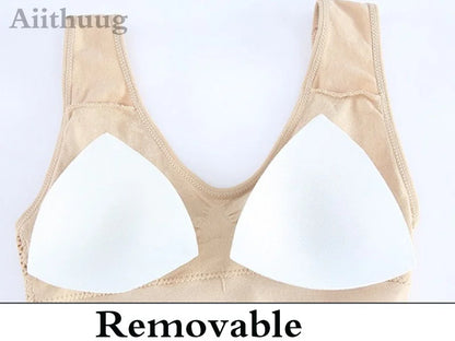 6XL Racerback Sports Bra for Women - Comfortable Sleep Bra Seamless Workout Yoga Bra Plus Size Breathable Mesh Workout