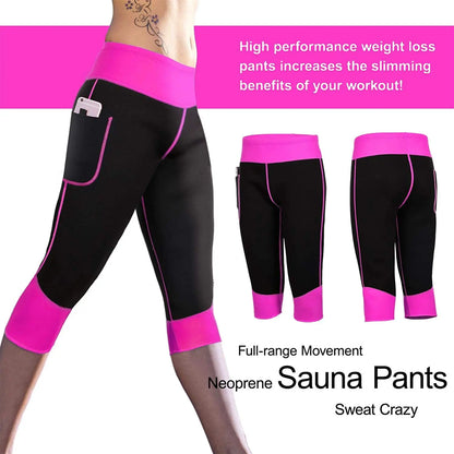 Neoprene Sauna Sweat Pants with Pocket for Women, Slimming Shorts, Compression Leggings, Body Shaper, Workout, Running