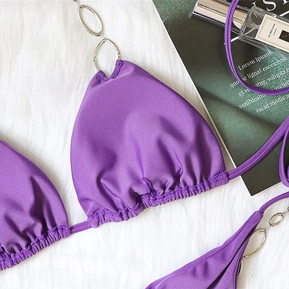 Shiny Crystal Diamond Bikini Women Halter Bandage Swimsuit Female Swimwear Rhinestone Bikini set Brazilian Bathing Suit