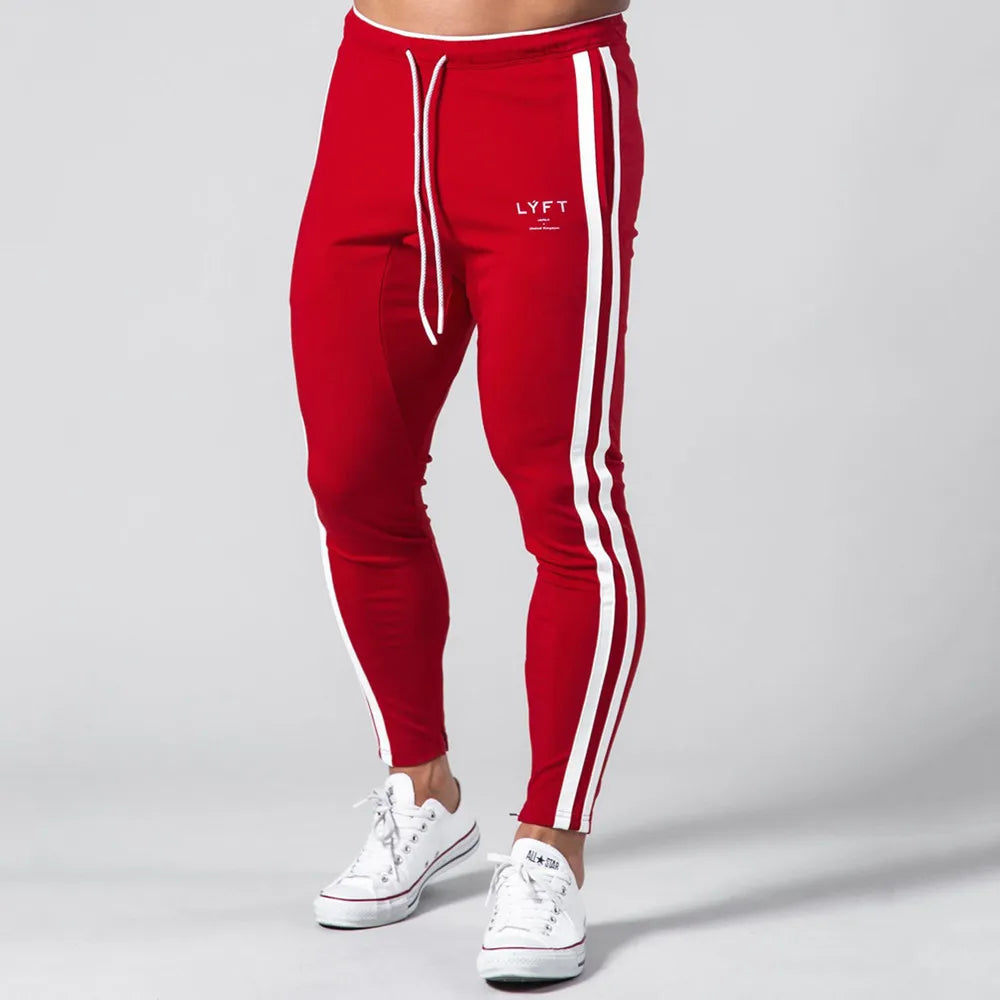 Red Casual Pants Men Cotton Slim Joggers Sweatpants Autumn Training Trousers Male Gym Fitness Bottoms Running Sports Trackpants