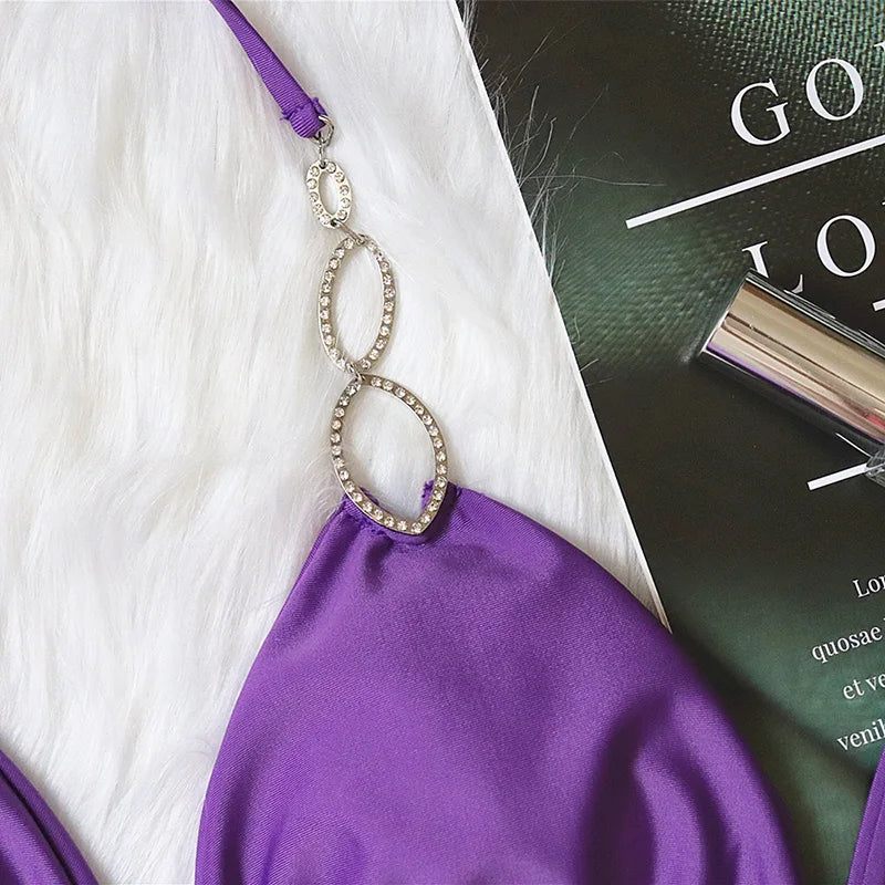 Shiny Crystal Diamond Bikini Women Halter Bandage Swimsuit Female Swimwear Rhinestone Bikini set Brazilian Bathing Suit