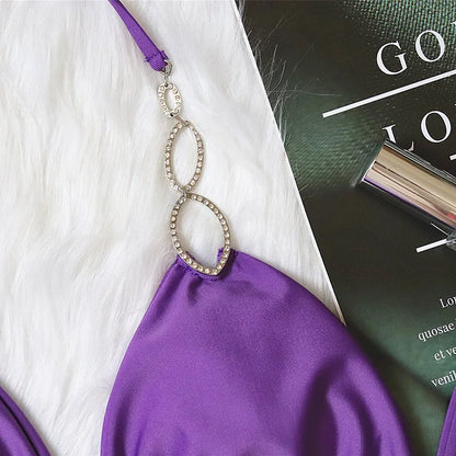 Shiny Crystal Diamond Bikini Women Halter Bandage Swimsuit Female Swimwear Rhinestone Bikini set Brazilian Bathing Suit