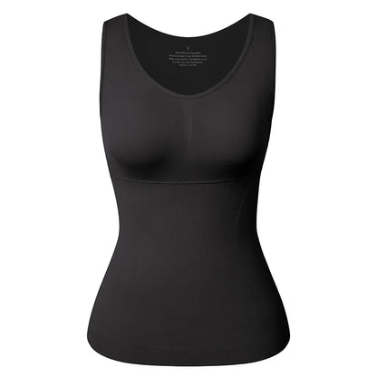 Tank Tops for Women with Built in Bra Shelf Bra Casual Wide Strap Basic Camisole Sleeveless Top Shaper with Removable Bra