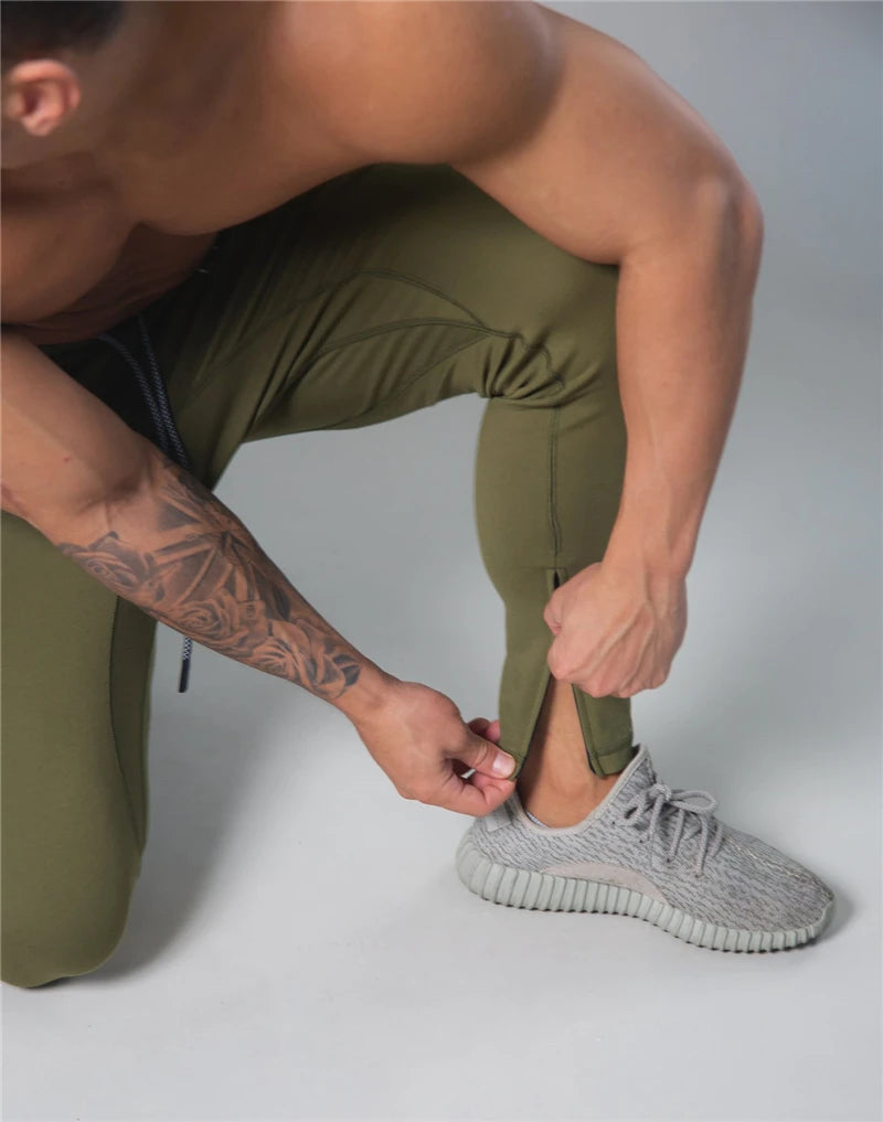 JP&UK Cotton Gym Pants Men Slim Fit Running Jogging Pants Mens Bodybuilding Sweatpants Training Sport Pants Fitness Trousers