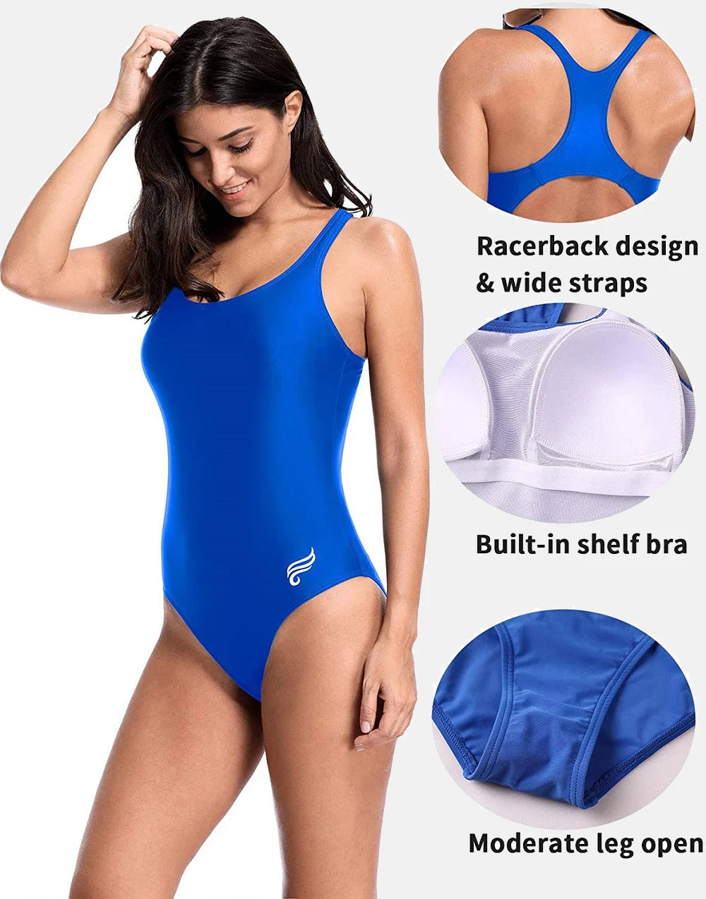 Anfilia Women One Piece Sports Swimwear Watercolor Printed Sports Swimsuit Cutout Sexy Colorblock Bodysuit Fitness Monokini