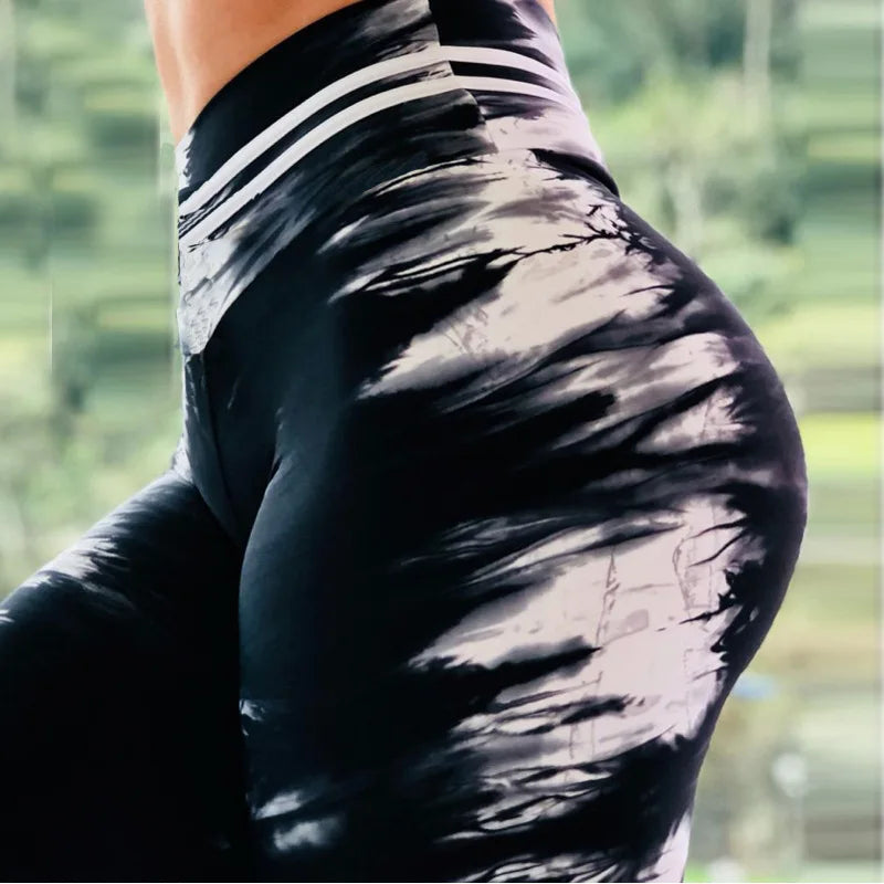 Womens Yoga 3D Printed Leggings Stretchy Female Push Up Running Fitness Pants High Waist Compression Tights Sport Pants