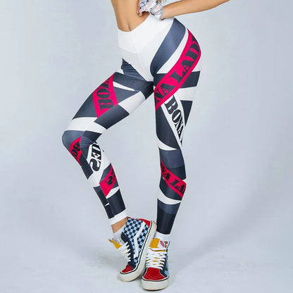 Heart Shape Digital Printing Nine Points Sport Trousers Fashion Women's Yoga High Waist Tight Hips Casual Leggings