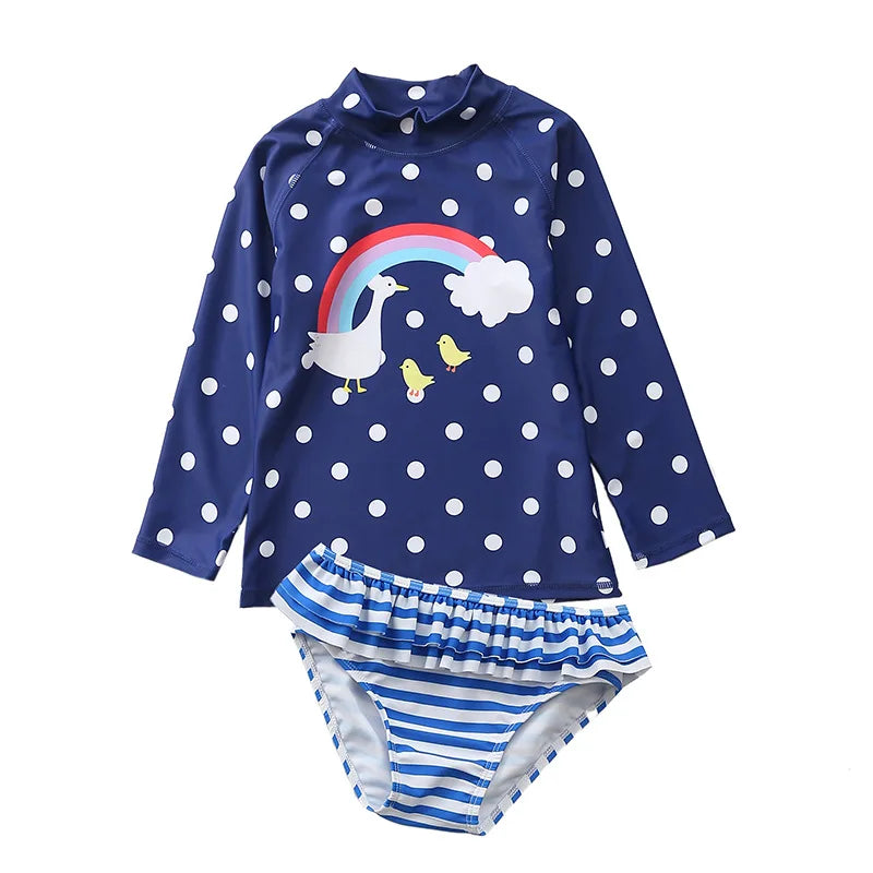 Swimsuit for Girls Unicorn Rash Guards Two Pieces Long Sleeve Children Swimwear Beach Wear Kids Toddler Baby Girl Bathing Suit