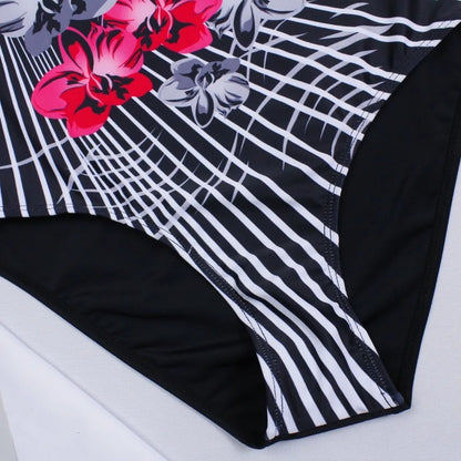 Print Floral One-piece Large Swimsuits Closed Push Up Female Swimwear Pool Beach Body Bathing Suit Women XXL
