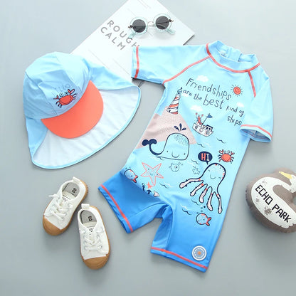 Boys Swimwear and Swimming Trunks Baby Bathing Suit UPF50 UV Protection Boy's Swimsuit Cartoon Children's Rashguard Beach Wear