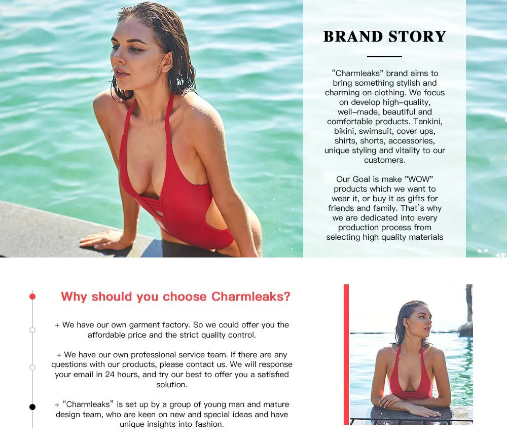 Charmleaks Ladies One Piece Sports Swimsuit Women Sports Swimwear Bikini Backless Beach Wear Bathing Suits Monokini