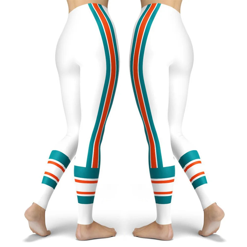 Printed Women's Sport Leggings Femme Fresh Color Striped Elastic Workout Blue Legging Outdoor Clothes