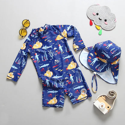 Kids Bathing Suits UV Protection Swimsuit Baby Boy Long Sleeve Swimwear for Children Swimming Suit Child Beach Pool Clothes