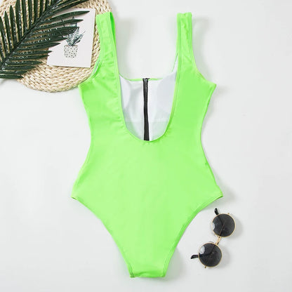 Multi Designs Color Printed Zipper Swimsuit One Piece Swimwear Women Floral Bathers Bathing Swimming Swim Suit Female Beachwear