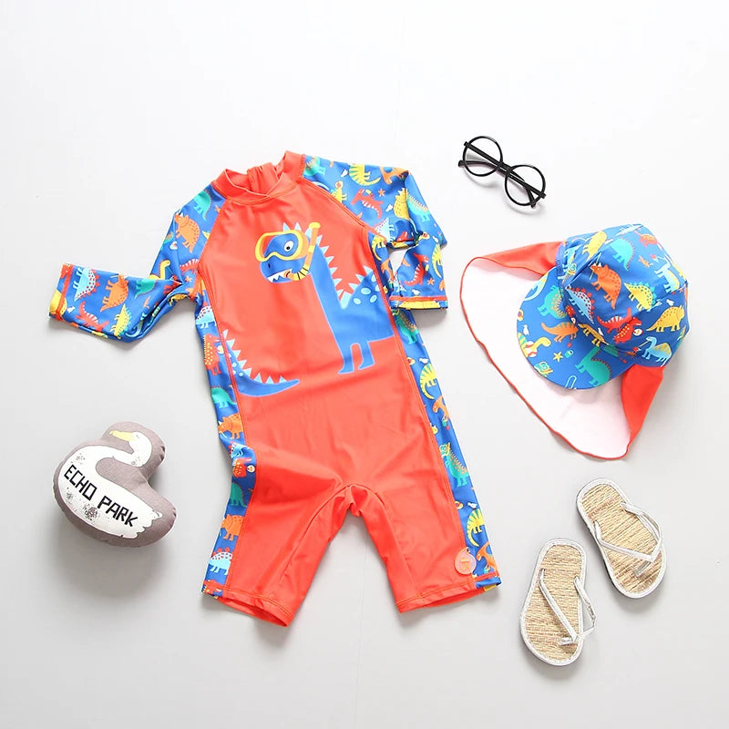 Kids Bathing Suits UV Protection Swimsuit Baby Boy Long Sleeve Swimwear for Children Swimming Suit Child Beach Pool Clothes