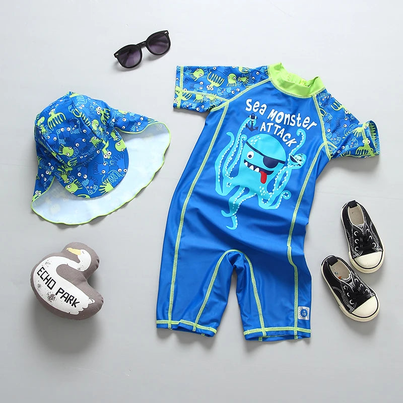 Boys Swimwear and Swimming Trunks Baby Bathing Suit UPF50 UV Protection Boy's Swimsuit Cartoon Children's Rashguard Beach Wear