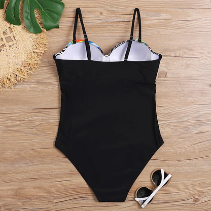 Floral Print Female One Piece Large Swimsuits Closed Plus Size Swimwear Push Up Women's Swimming Body Bathing Suit Pool Beach