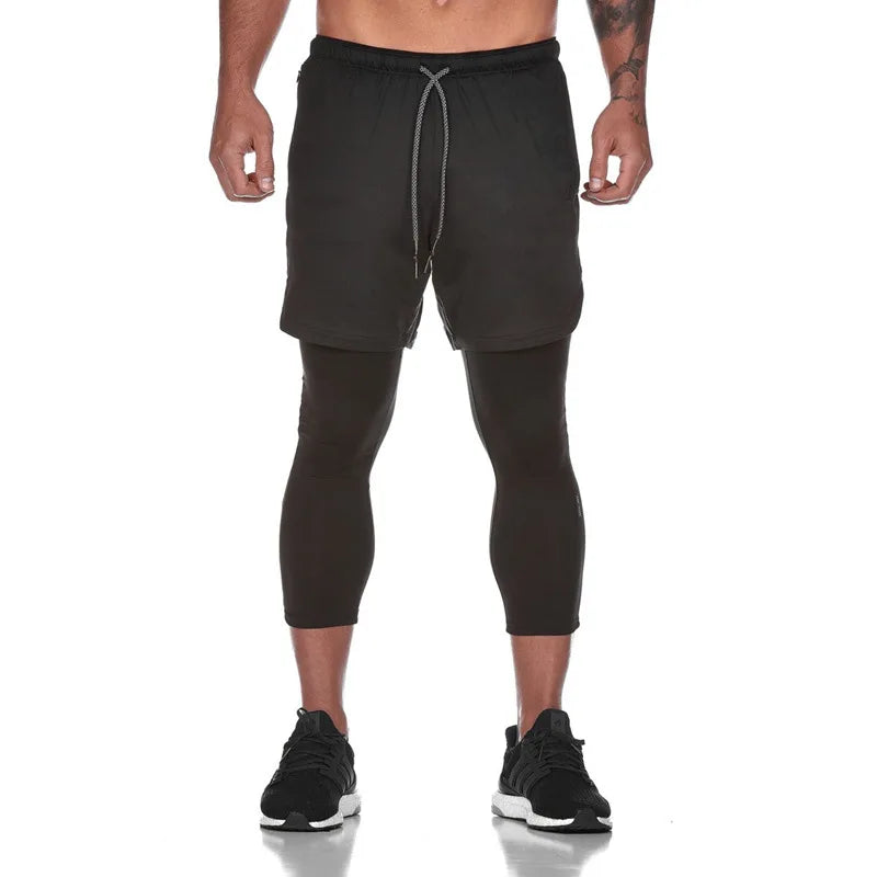 Men’s 2 In 1 Running Pants Jogging Quick Drying Training Sport Pants Double Layer Sweatpants Beach Board Gym Fitness Pant