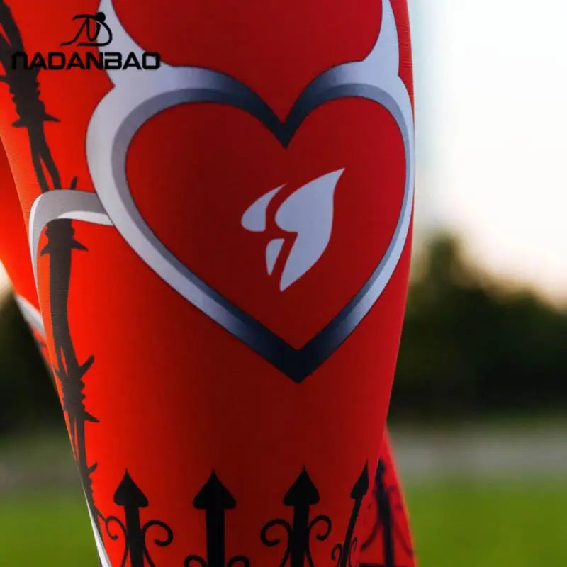 Heart Shape Digital Printing Nine Points Sport Trousers Fashion Women's Yoga High Waist Tight Hips Casual Leggings