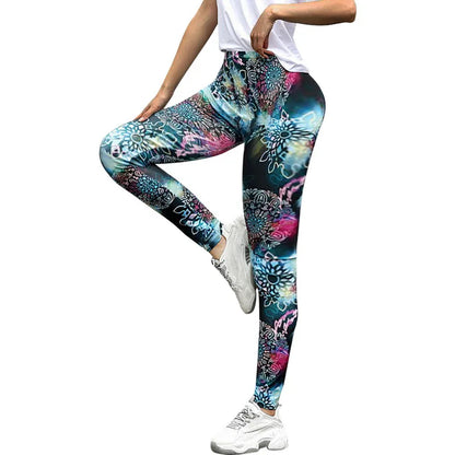 High Waist Yoga Pants Women Body Building Sports Leggings Female Hip Push Up Fitness Pants Ankle-length Printing Leggins