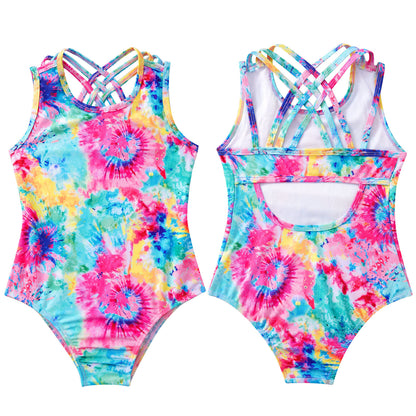 Kids Girls Print One-piece Swimsuit Fish Scales Mermaid Bodysuit Swimwear Pool Party Water Park Bathing Suit for Beach Vacation